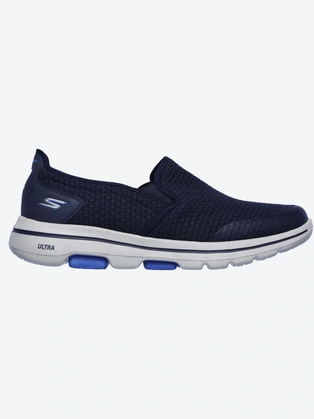 NEW!! Men’s Skechers Go Walk 5 Navy Slip-On Knit Loafer with White Sole Size 9WW